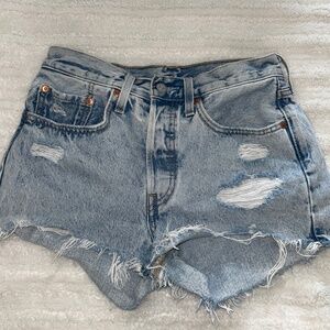 Levi's 501 Distressed Light-Wash Denim Shorts